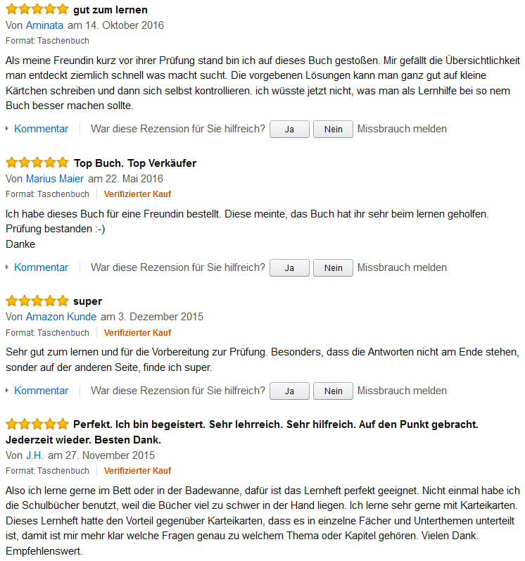 Fachkraft im Gastgewerbe - Amazon Bewertungen