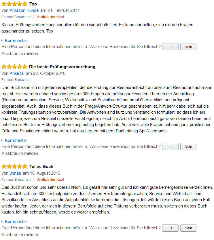 Buch Bewertungen über Amazon
